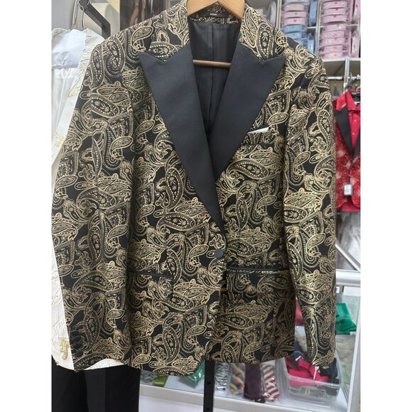 NWT Paisley Peak Lapel Black Men Dinner Tuxedo Jacket - Wessi US 36, 38 - Picture 2 of 11